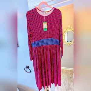 Boden Thea NWT 14R Geo Charmed Long Sleeve Midi Dress